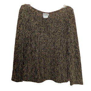 Vtg Joseph Ribkoff Brown Fuzzy Long Sleeve Knit Pullover Sweater Size Medium T1